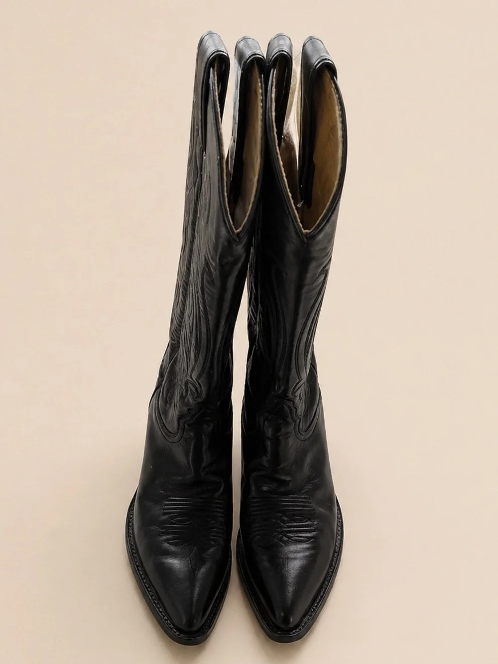 Tony Lama Black Western Embroidered Leather Heeled Boots - Women - Picture 3 of 5